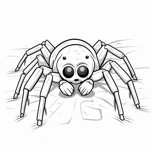 Premium ai image trapdoor spider kids drawing hand drawn flat coloring book kawaii line art