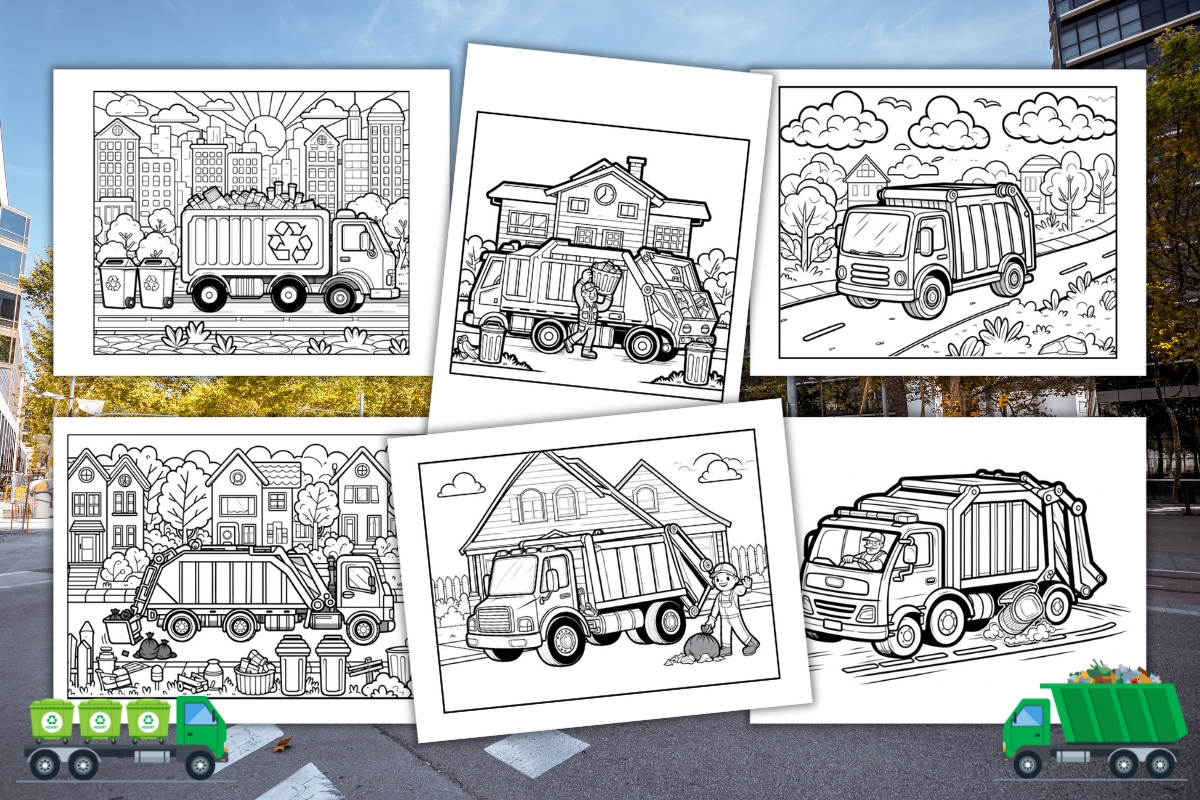 Free garbage truck coloring pages for kids