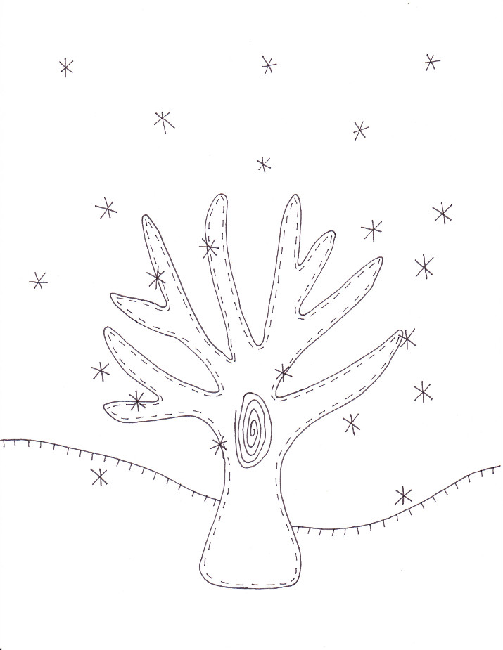 Winter tree coloring page â wee folk art