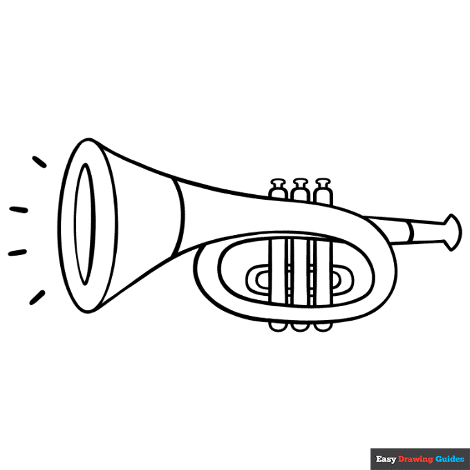 Trumpet coloring page easy drawing guides