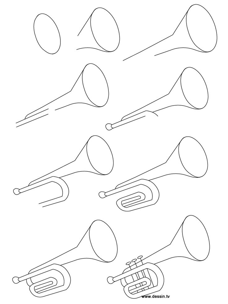 Drawing trumpet music drawings easy drawings trumpet