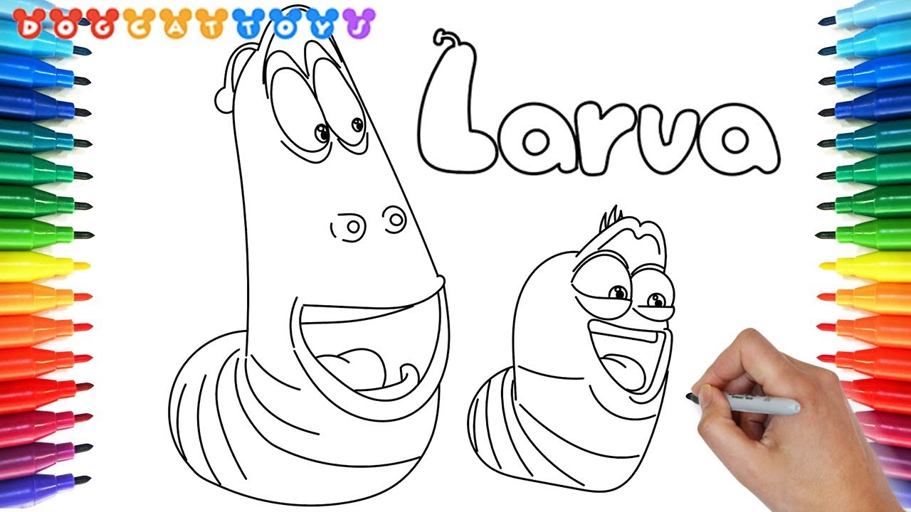 Larva yellow red larva tuba coloring book cute drawing coloring dogcattoys