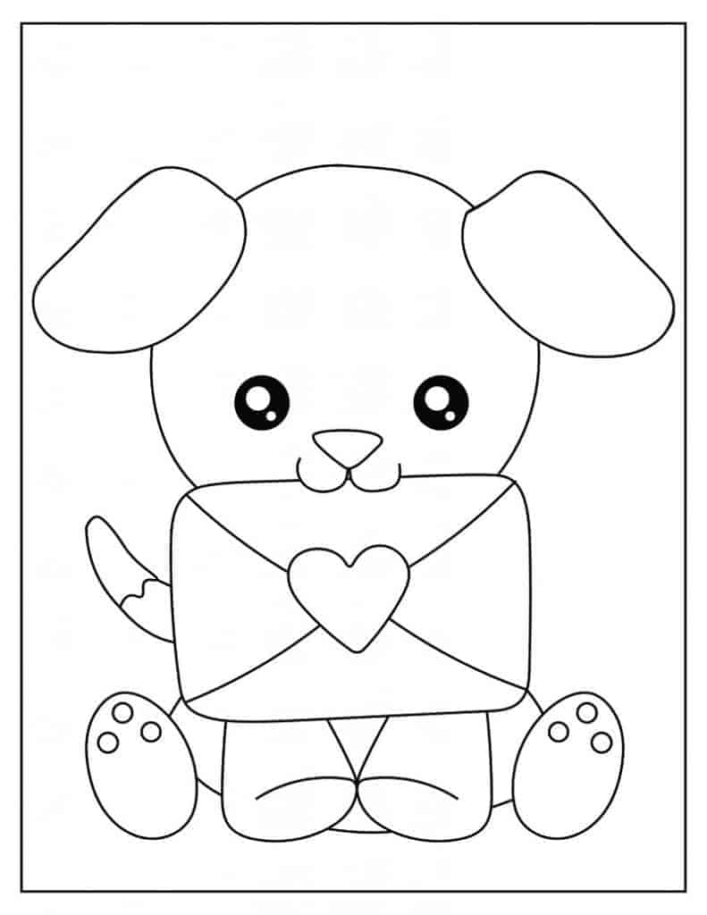 Cute animal coloring pages for valentines day