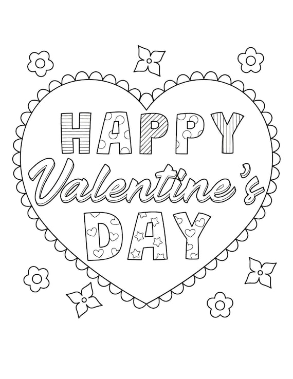 Happy valentines day coloring page