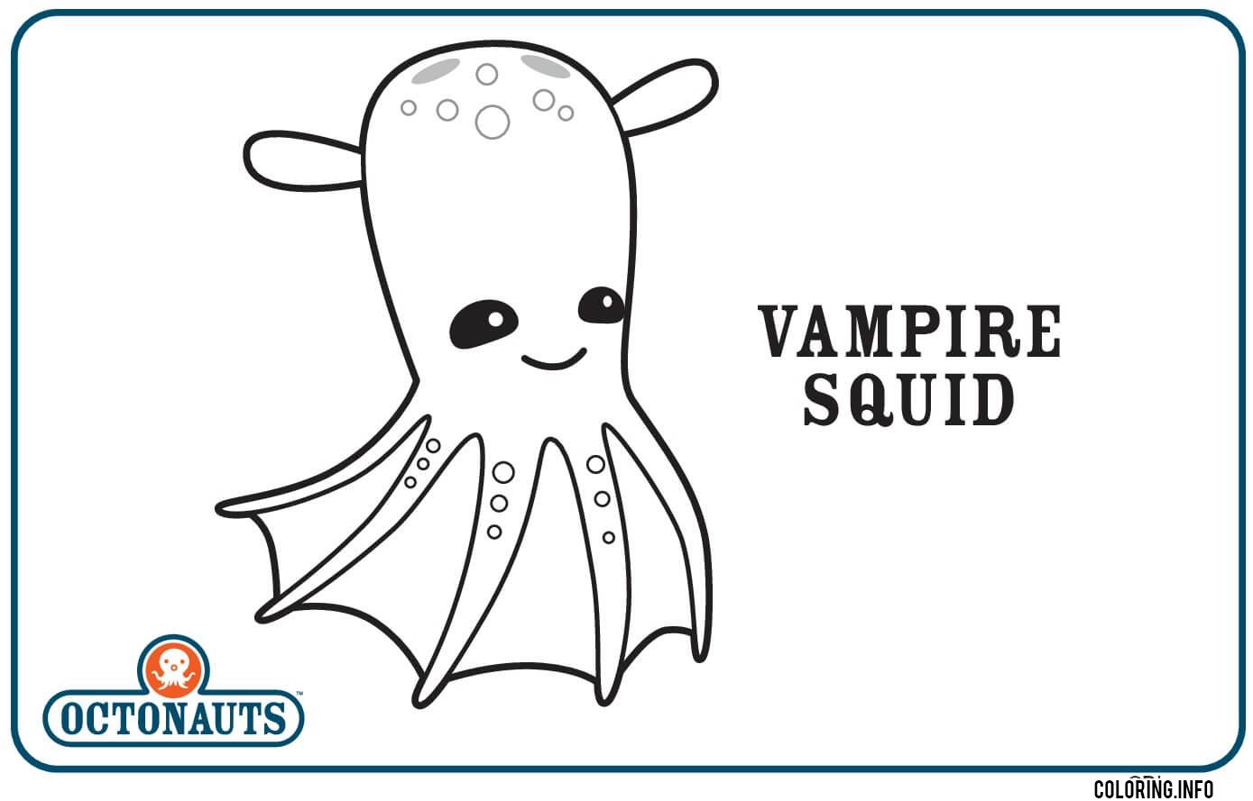 Vampire squid octonaut creature coloring page printable