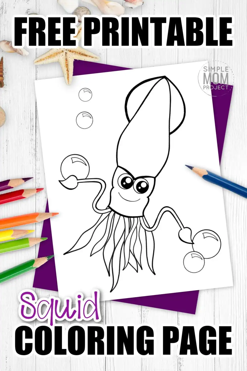 Free printable squid coloring page â simple mom project