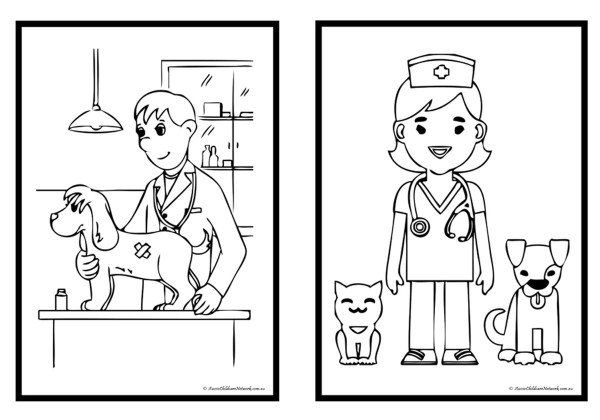 Vet clinic colouring pages