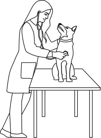 Veterinarian with dog coloring page free printable coloring pages