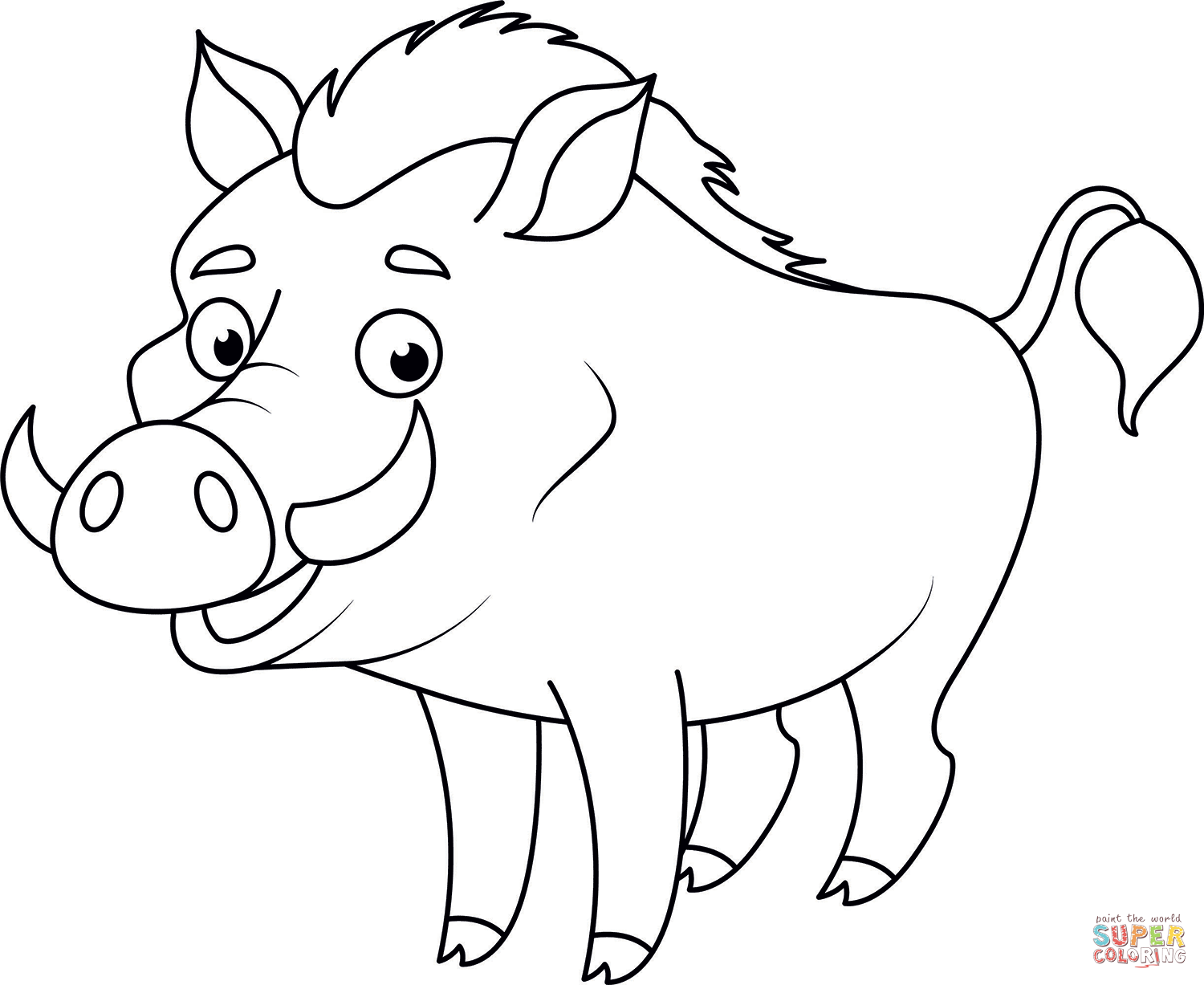 Cute warthog coloring page free printable coloring pages