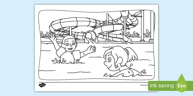 Water park colouring page teacher made