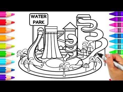 Learn to draw a waterpark step by step for kids how to draw a swimming pool with slides water park water drawing learn to draw