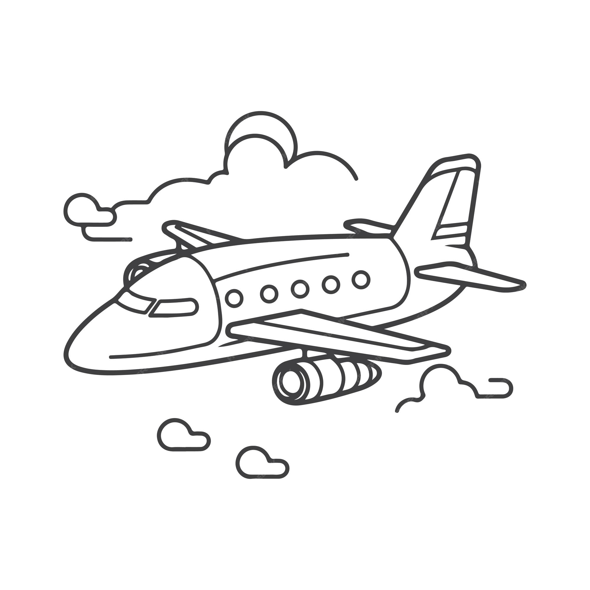 Premium vector sketch hand drawn single line art coloring page air plan
