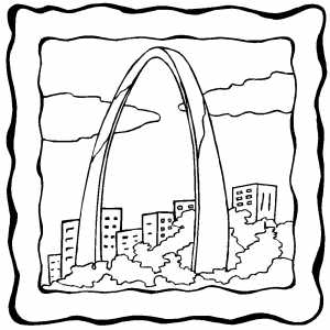 Gateway arch coloring page