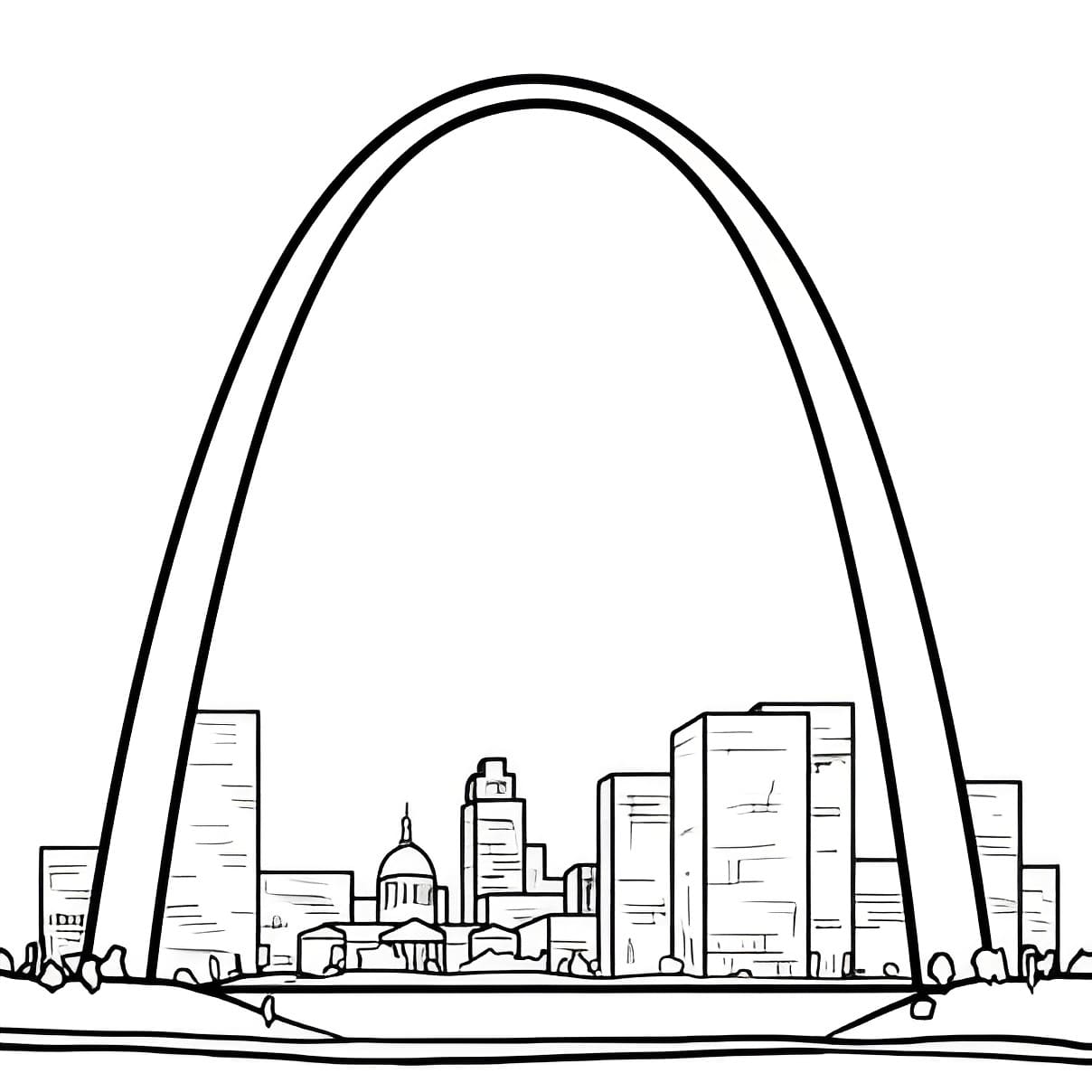 Gateway arch coloring page