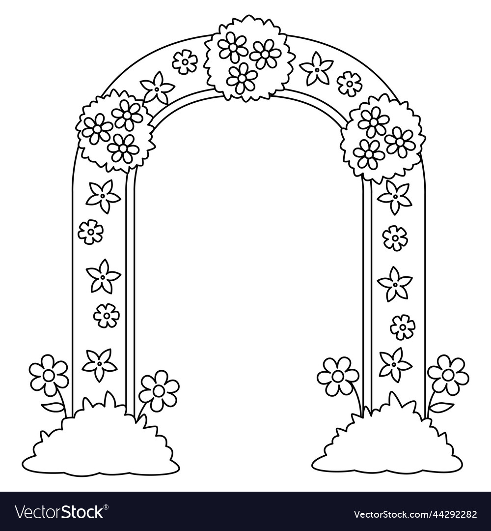 Wedding flower arch isolated coloring page vector image