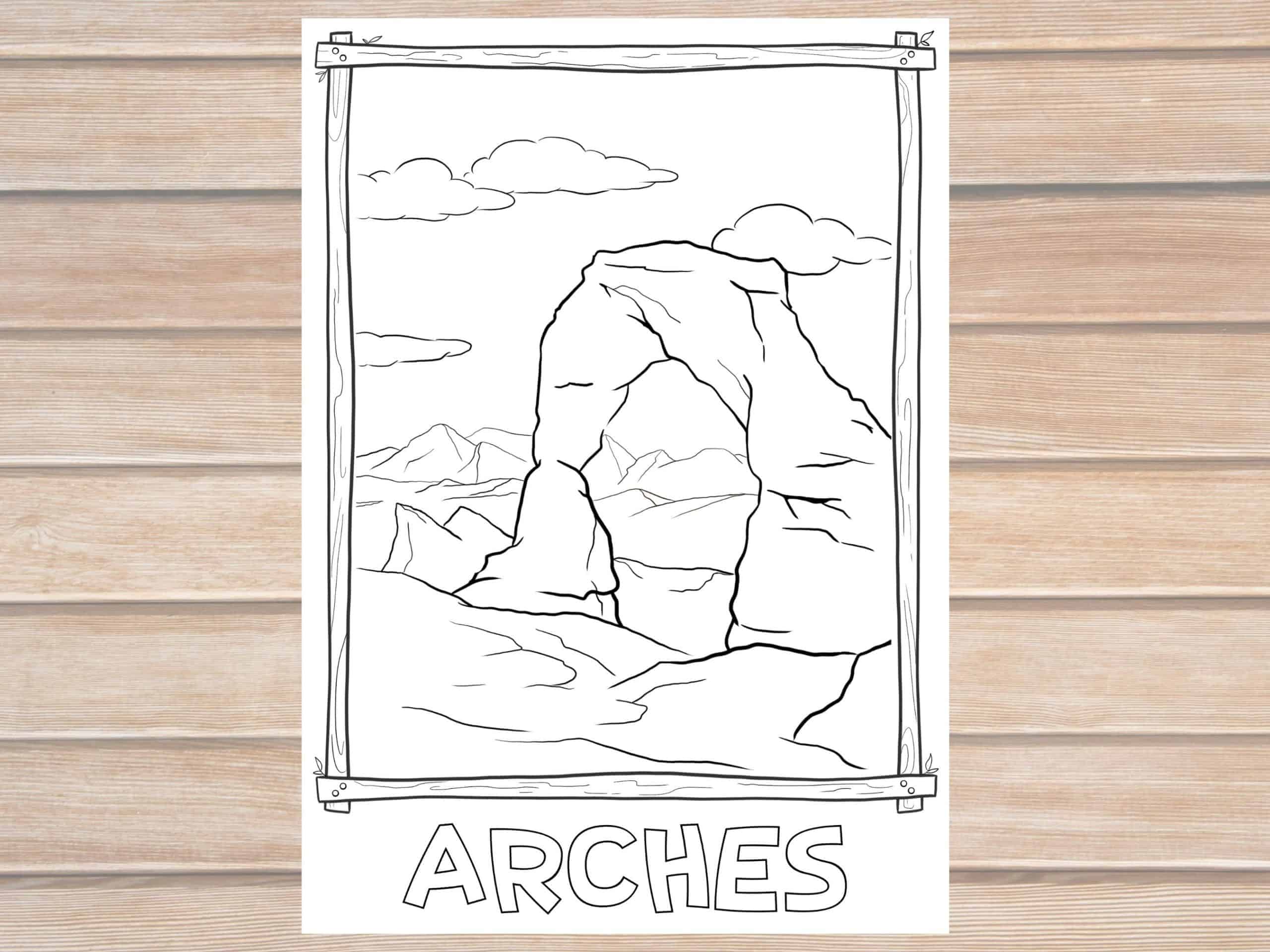 Arches national park coloring page printable
