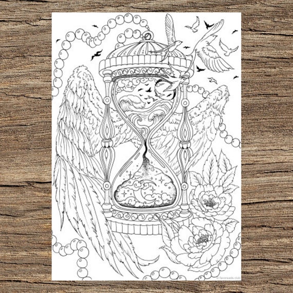 Hourglass printable adult coloring page from favoreads coloring book pages for adults and kids coloring sheets colouring designs
