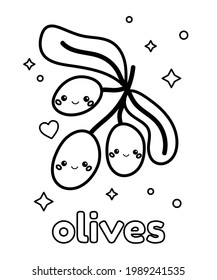 Coloring page children cute cartoon olives stock vector royalty free
