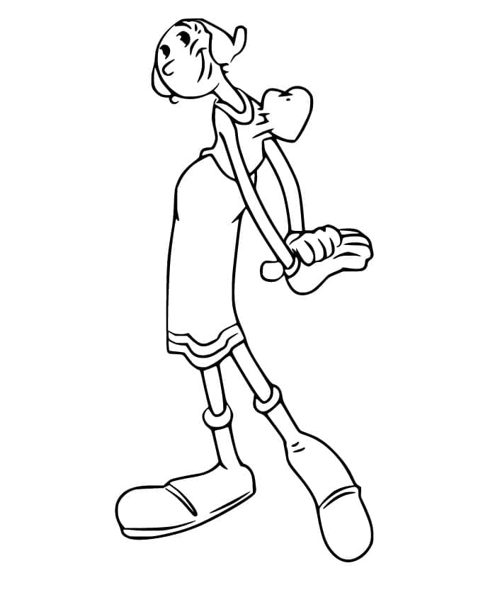 Olive oyl in love coloring page