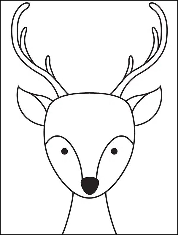 Easy how to draw a reindeer face tutorial and reindeer face coloring page reindeer drawing book art drawings reindeer face