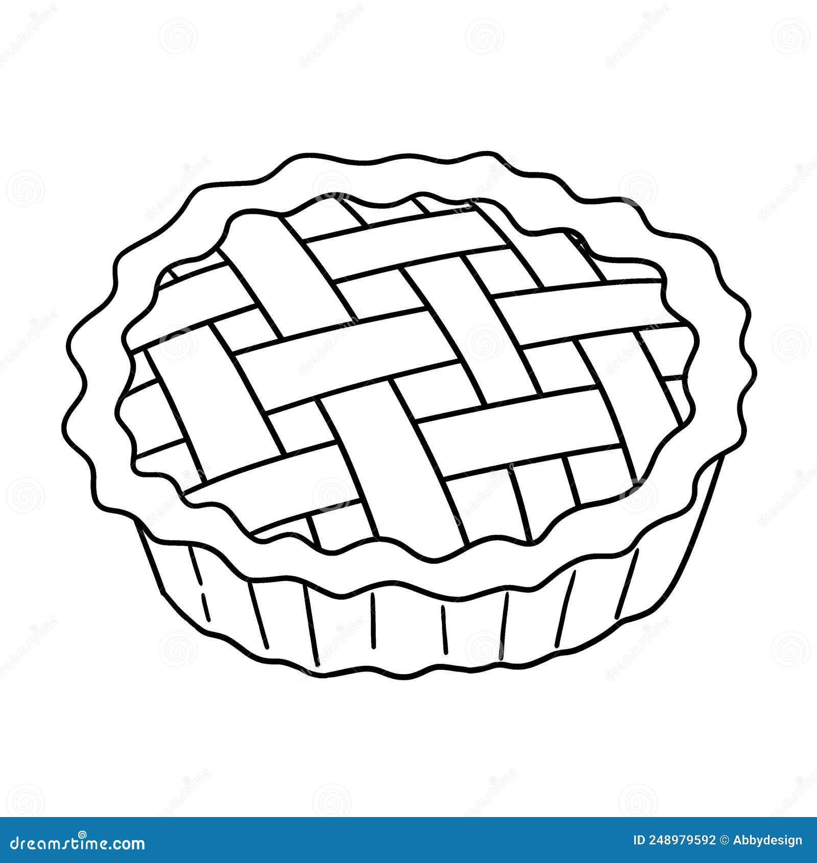 Thanksgiving apple pie isolated coloring page stock vector