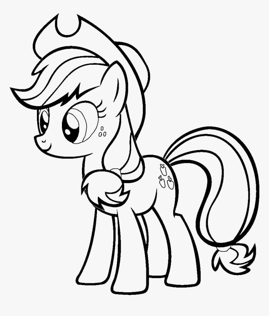 Adorable applejack my little pony coloring page