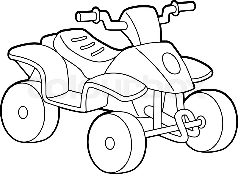 Quad bike alphabet abc coloring page q stock vector