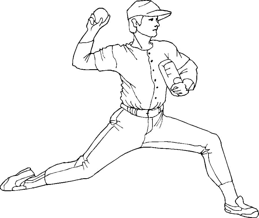 Baseball player for free coloring page