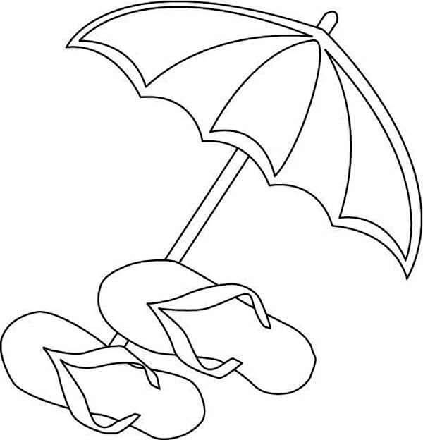 Umbrella and sandals coloring page