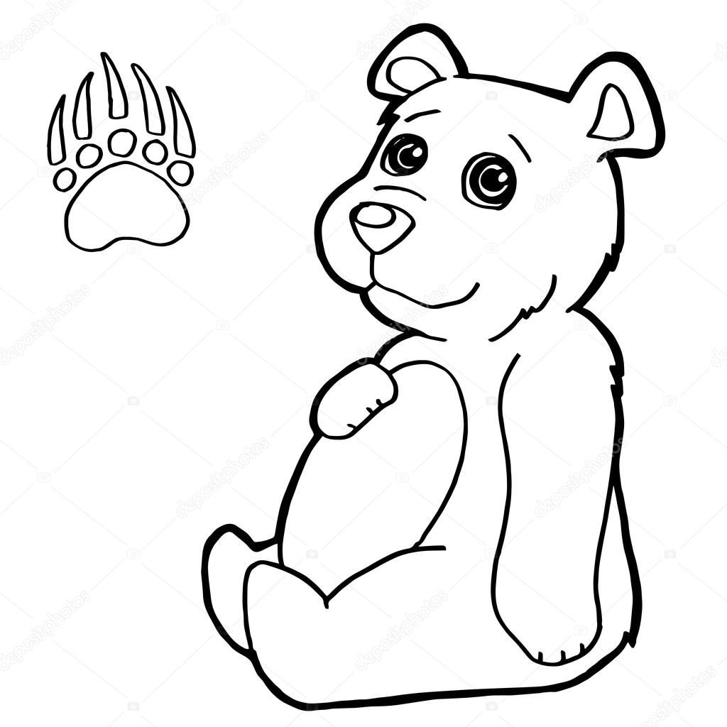 Bear with paw print coloring pages vector stock vector by attaphongw
