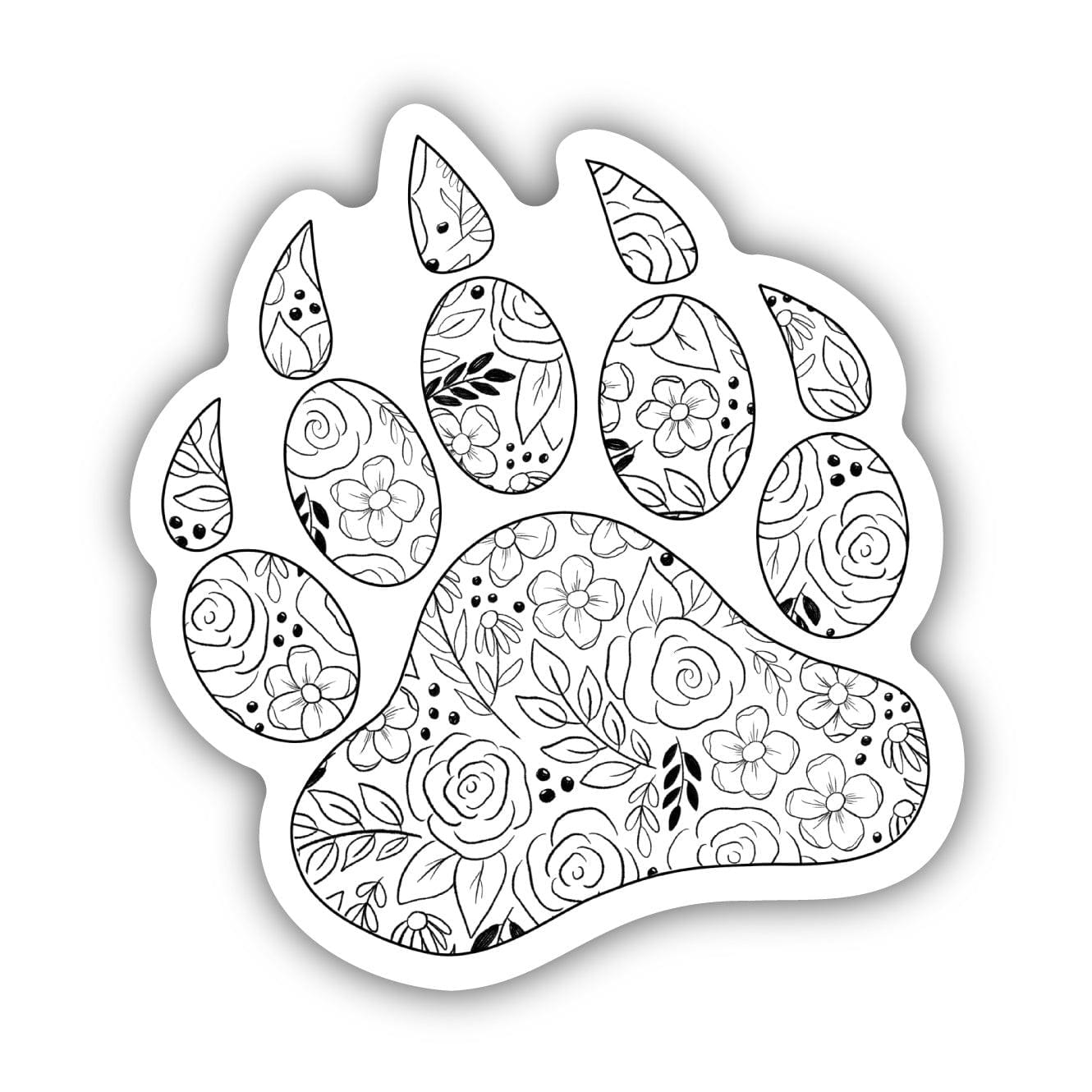 White floral bear paw print sticker â big moods