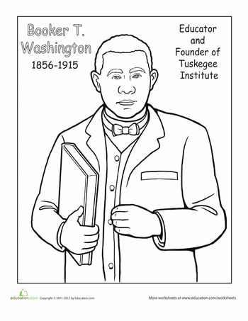 Booker t washington coloring page worksheet education black history month people black history month crafts black history month activities