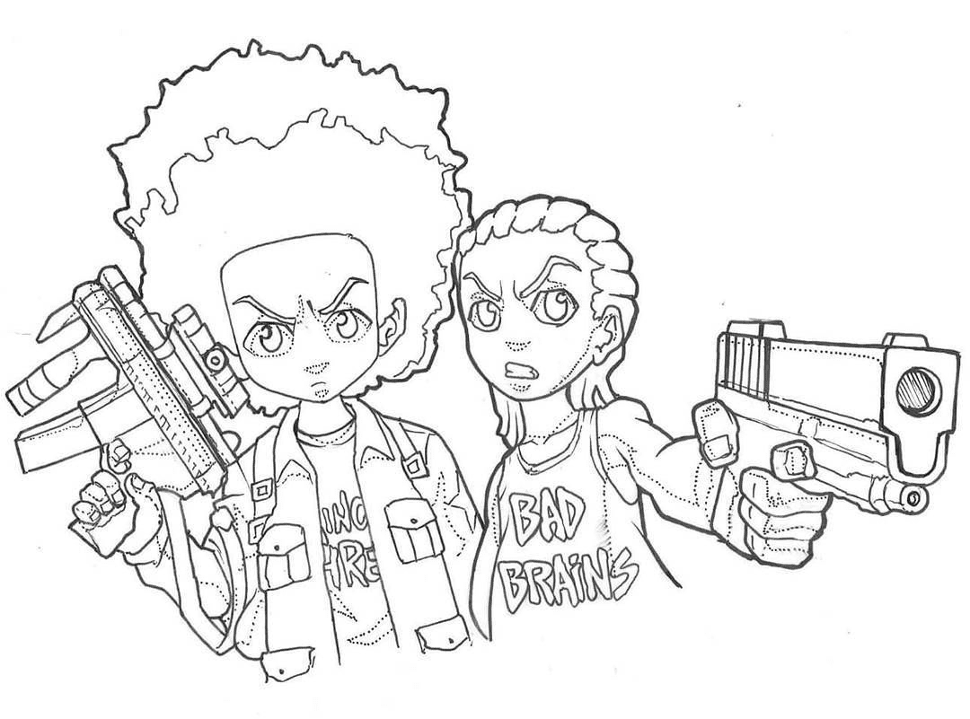 Boondocks coloring pages printable for free download
