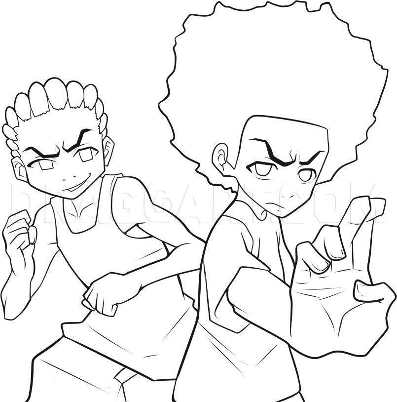 How to draw the boondocks step by step drawing guide by dawn dragoart boondocks drawings cartoon coloring pages coloring pages
