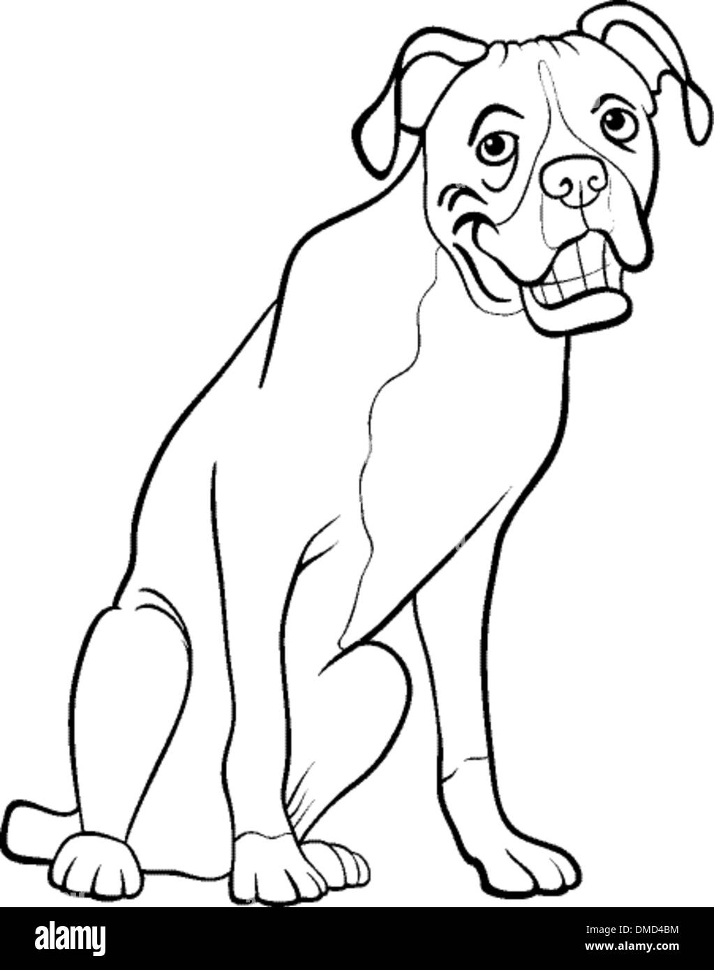 Boxer dog cartoon for coloring book stock vector image art