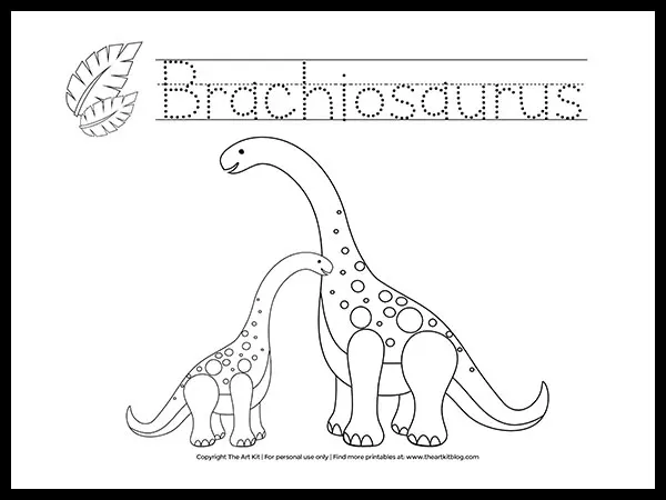 Free brachiosaurus dinosaur coloring page printable â the art kit