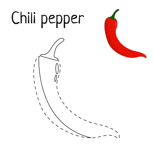 Premium vector vegetables chili pepper coloring pages for kids