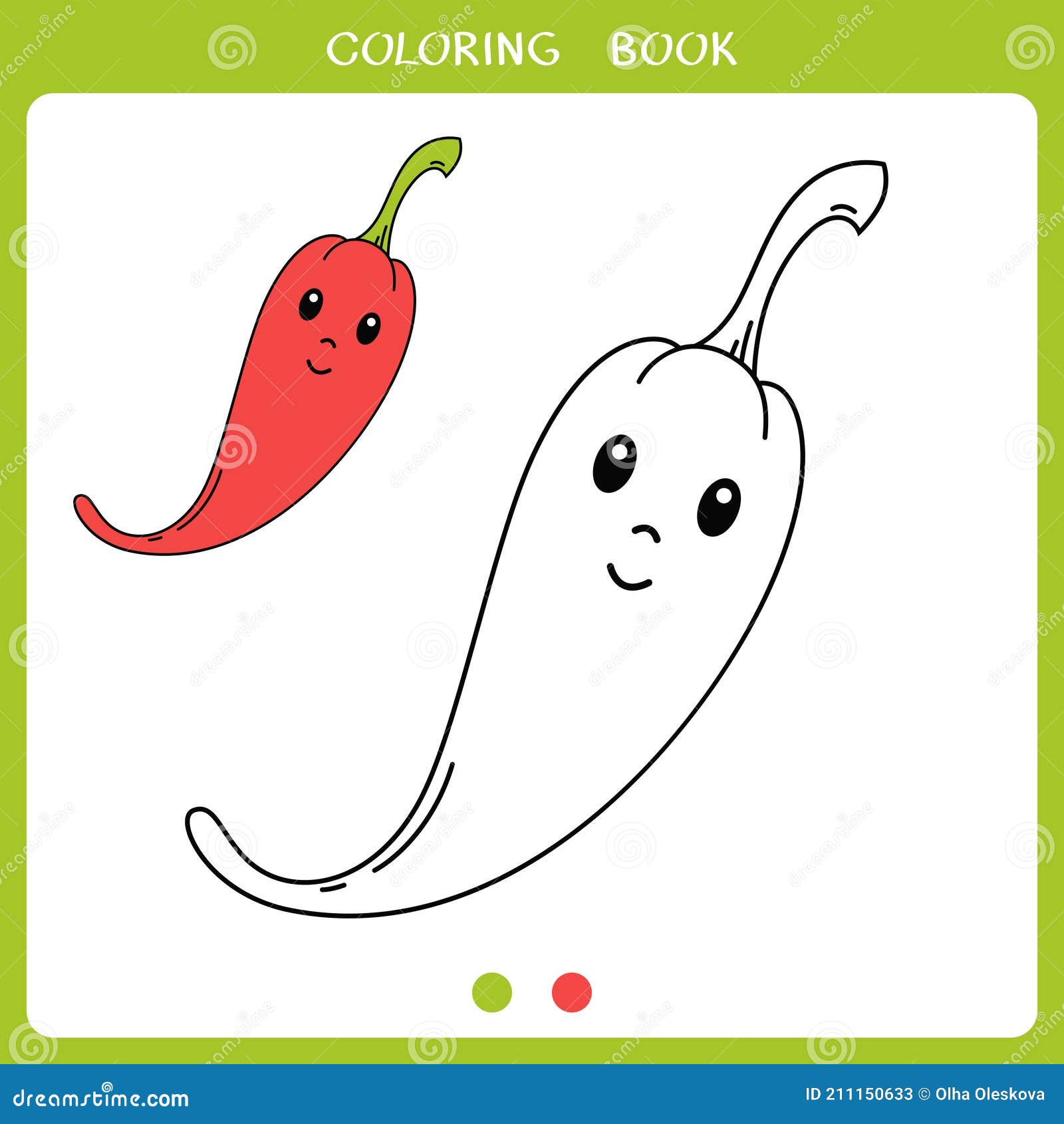 Cute chili pepper for coloring book stock vector