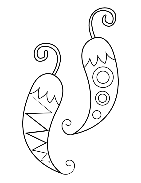 Printable chili peppers coloring page