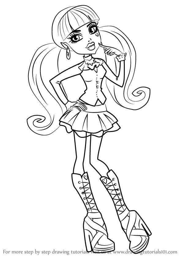 Learn how to draw draculaura from monster high monster high step by step drawing tutorials monster drawing monster high doll drawing