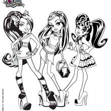 Clawdeen frankie and draculaura coloring pages