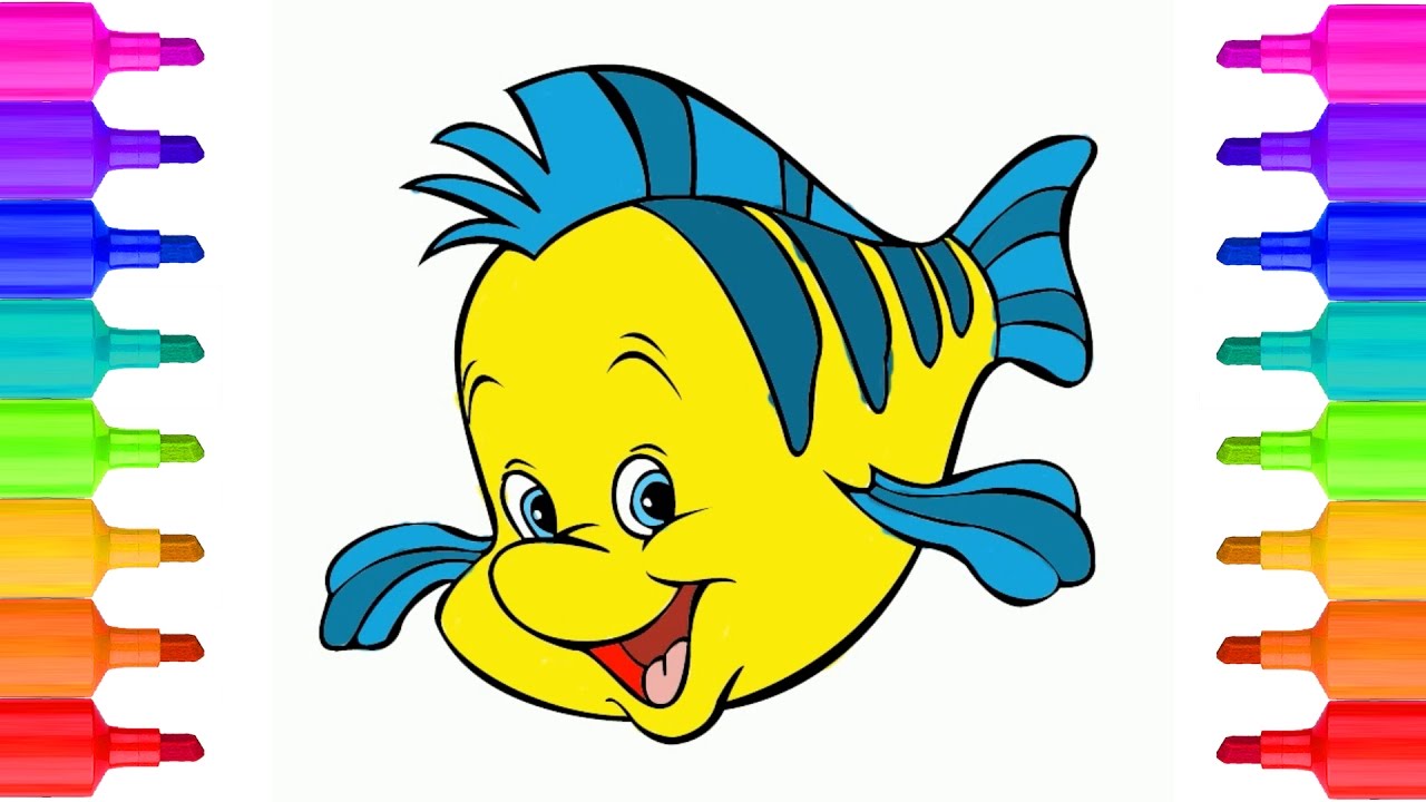 Flounder coloring pages disney the little mermaid flounder coloring pages kids learning videos