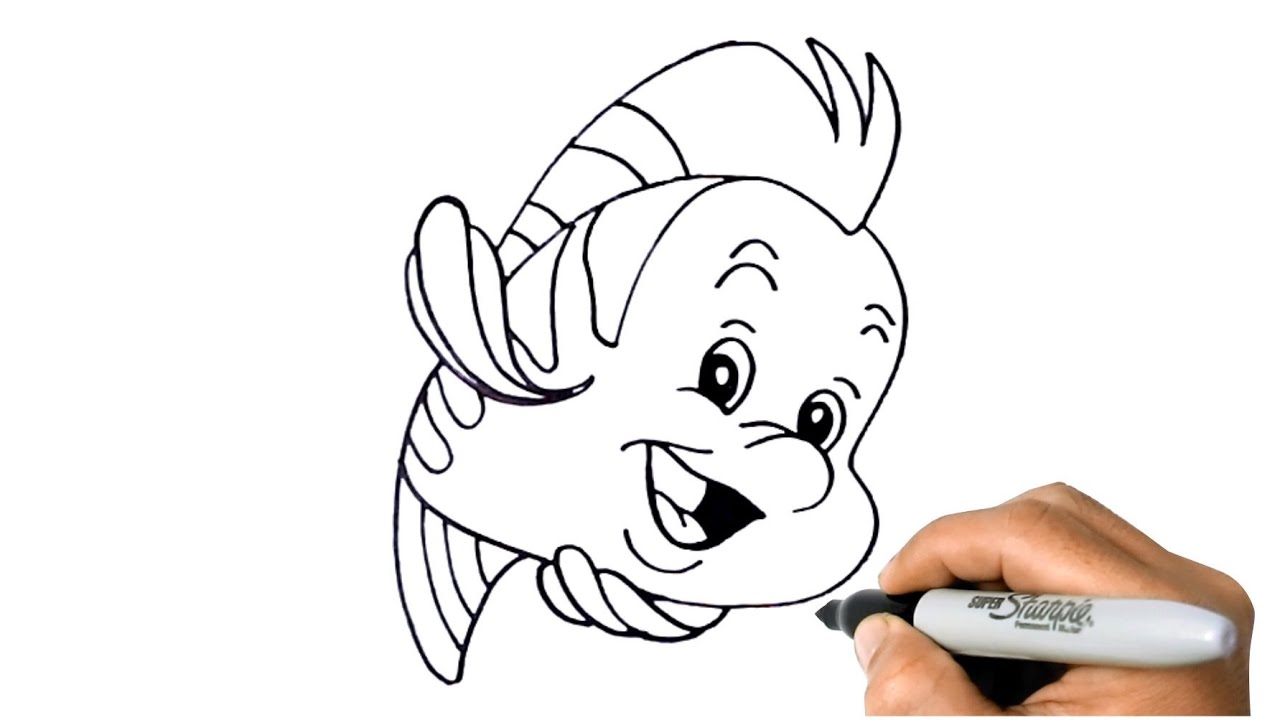 How to draw flounder easy step by step the little eraid character