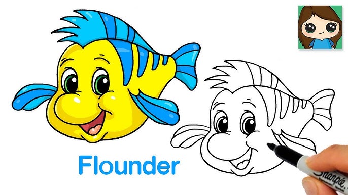 How to draw flounder the little eraid
