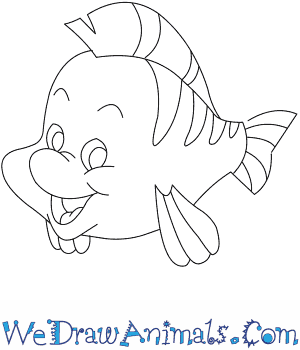 How to draw flounder from the little mermaid