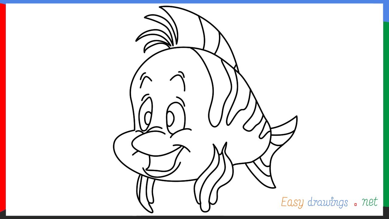 How to draw flounder step by step for beginners