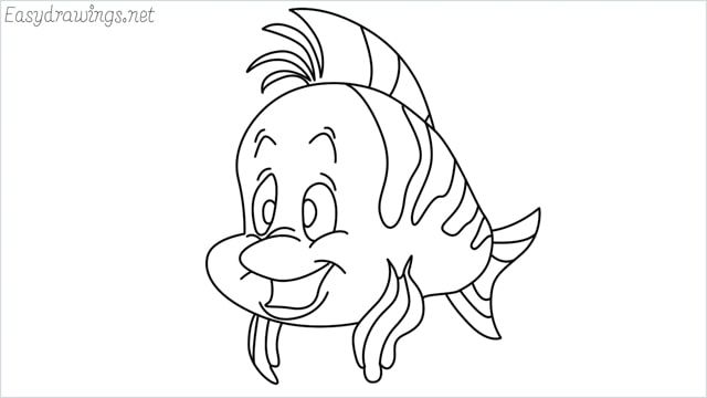 How to draw flounder step by step
