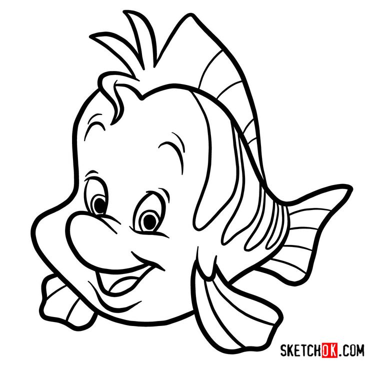 How to draw flounder the little mermaid