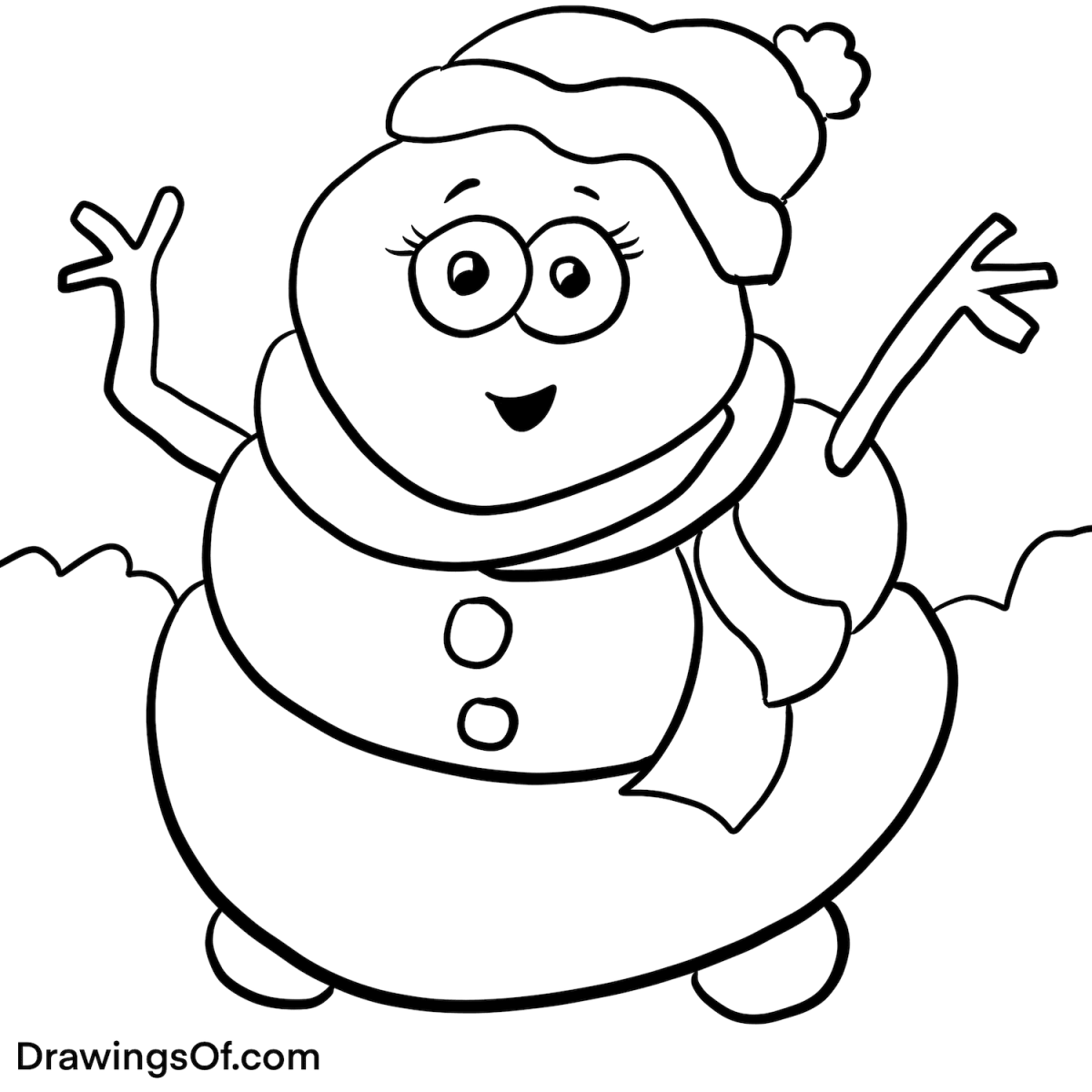Snowman drawing cute easy instructions