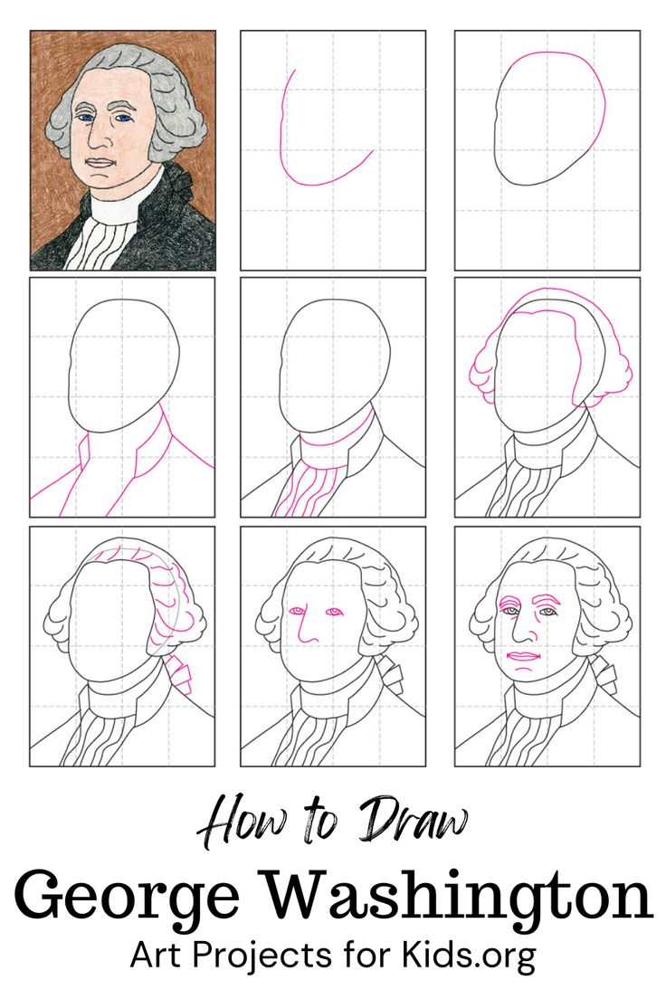 Easy how to draw george washington tutorial video and george washington coloring page father art drawings drawing tutorial